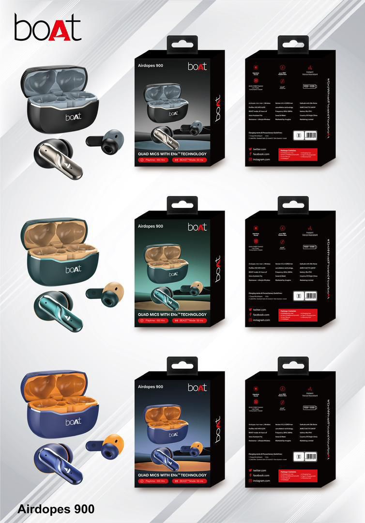 boAt Airdopes 900 True Wireless Earbuds with Quad Mics, ENx™ Technology, Low Latency & Fast Charging