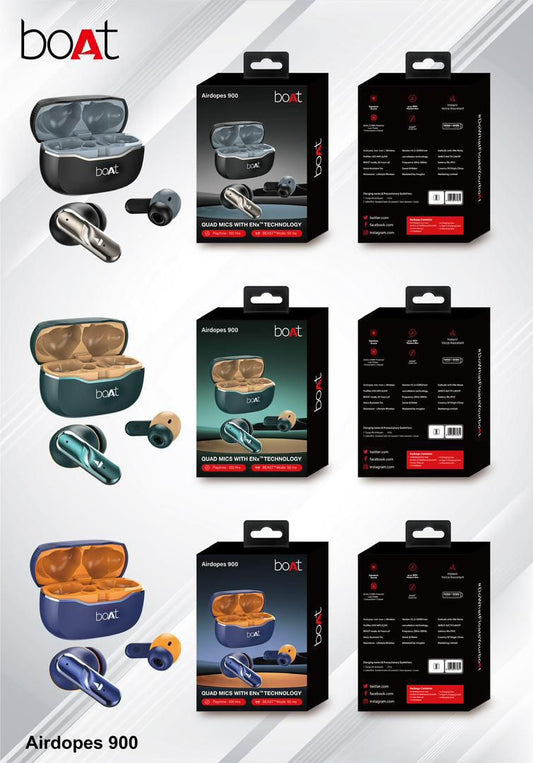 boAt Airdopes 900 True Wireless Earbuds with Quad Mics, ENx™ Technology, Low Latency & Fast Charging