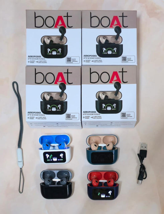 boAt Aeropodes True Wireless Earbuds with Digital Display, Up to 48 Hours Playback & ENx™ Calling